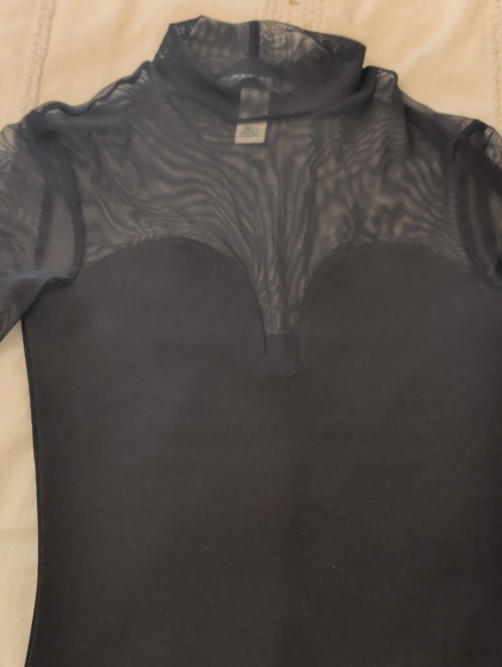 H&M Black Sheer Yoke Mock Neck Dress